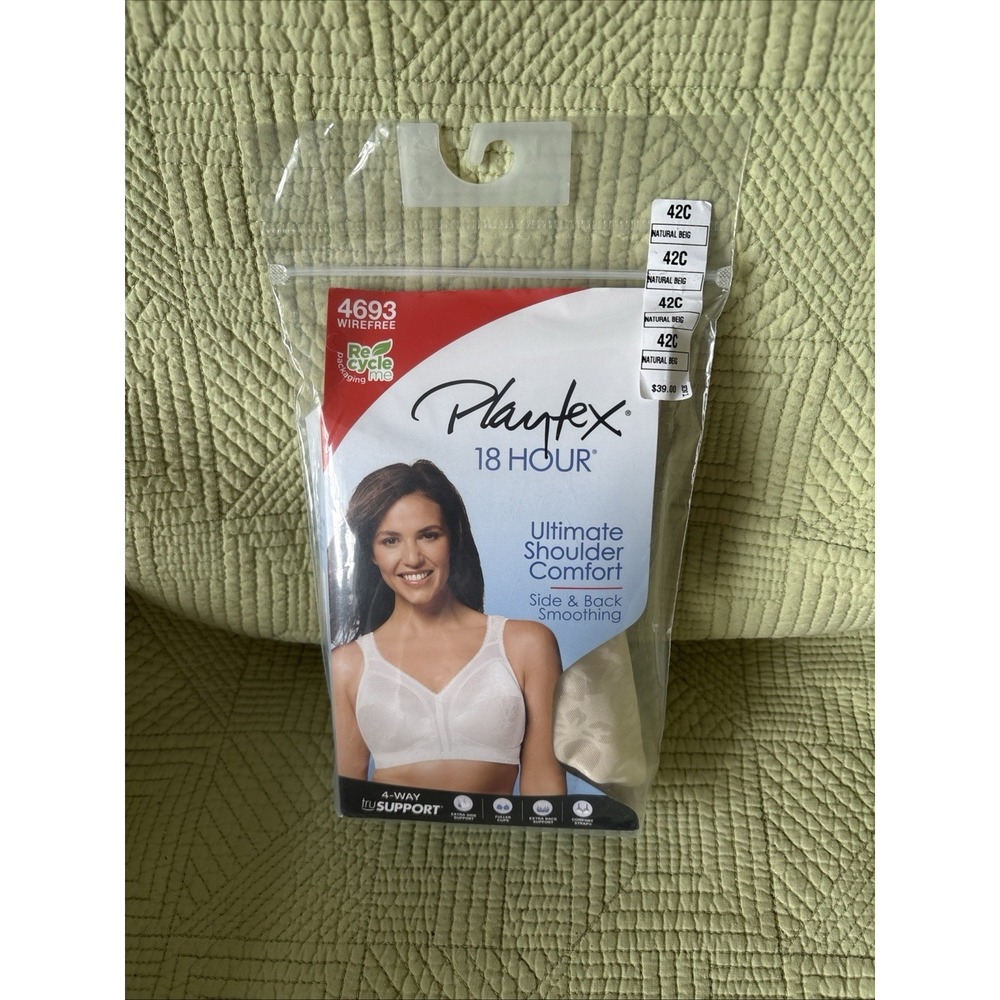 Playtex 18 Hour 4693 Ultimate Shoulder Comfort 42C Natural Beige